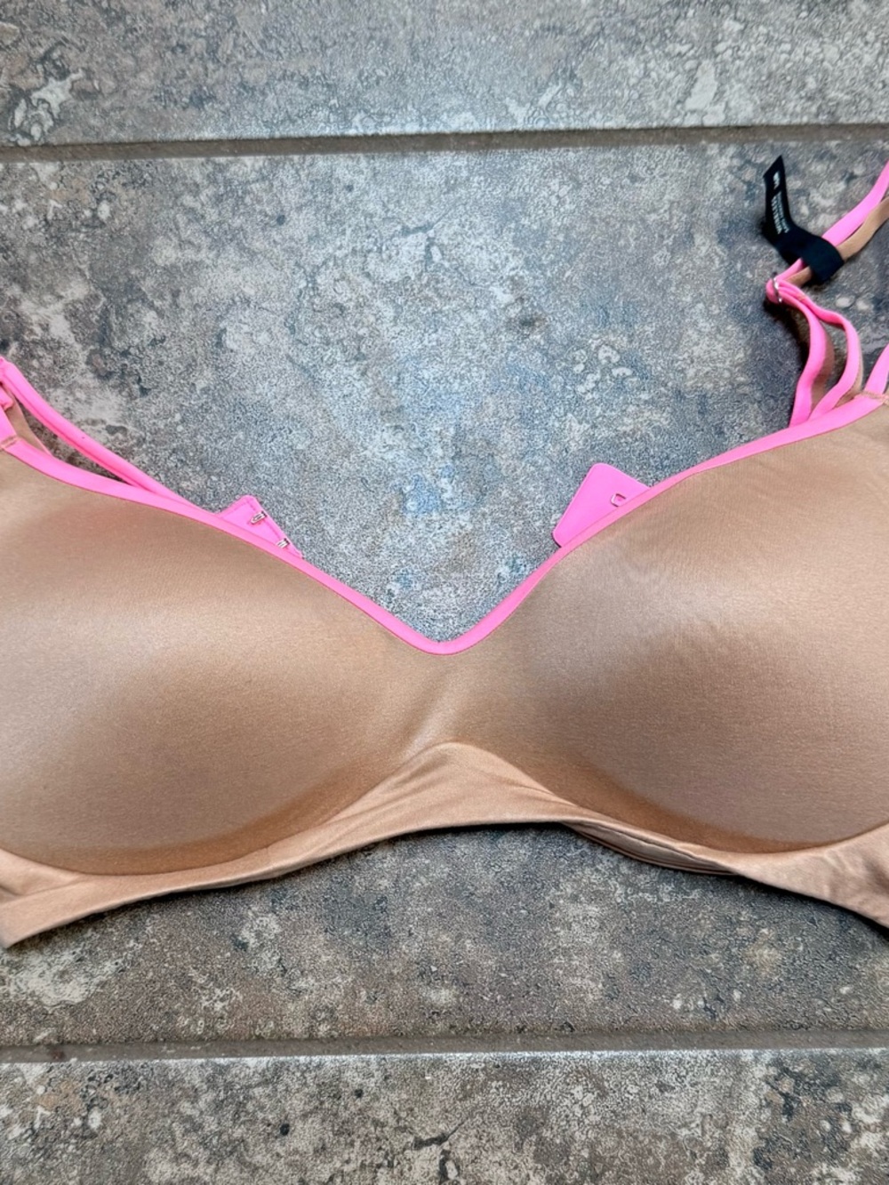 Aerie Nude Bra with Pink Trim
